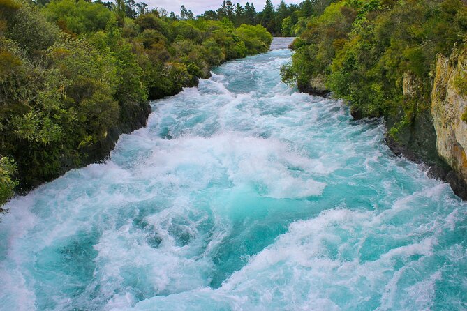 2 Day Tour Auckland to Hobbiton, Waitomo, Rotorua and Taupo - Huka Falls: power in a short stop