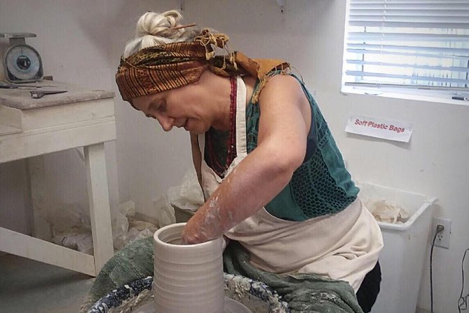 2- Hour Pottery Workshop and Studio Tour in Ojai - Sitting at the wheel in Ojai