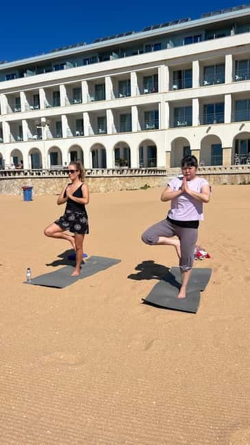 Albufeira: Sunset Yoga on the beach - Finding the metal mermaid at Fisherman’s Beach
