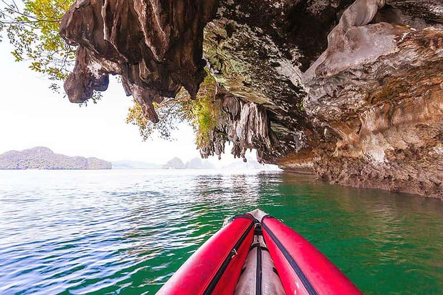 From Khao Lak: Premium James Bond Sunset and Canoe Adventure - The final canoe ride and glowing water