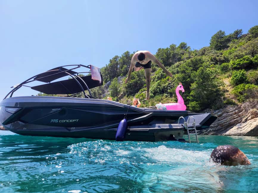From Split: Blue Cave, Hvar, Mamma Mia, 5 Islands boat Tour - Komiza, the Mamma Mia village on Vis