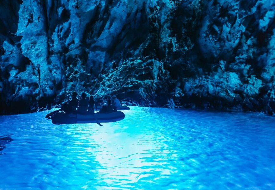 From Split: Blue Cave, Mamma Mia, Vis & Hvar 5-Island Tour - The Blue Cave on Bisevo: beautiful, but never guaranteed