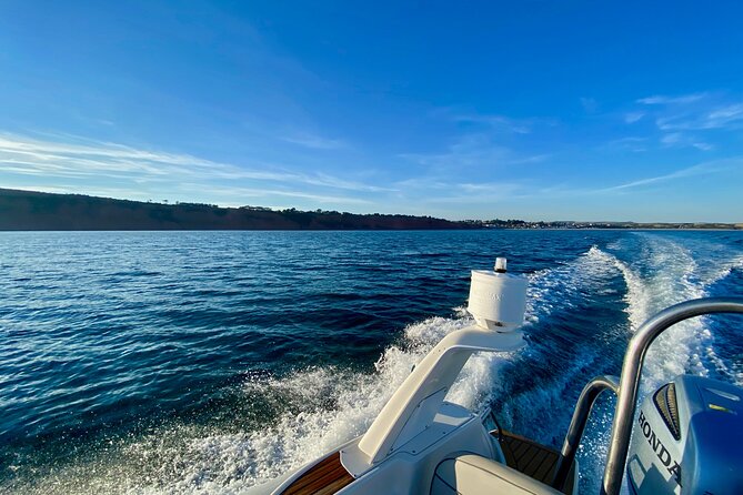 Jurassic Coast Rib Tour - Exmouth - Sandy Bay and the approach to Straight Point