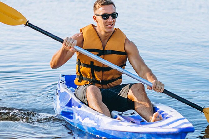 Kayak in JBR The Beach at Water Adventure Dubai - Paddling beside the JBR skyline