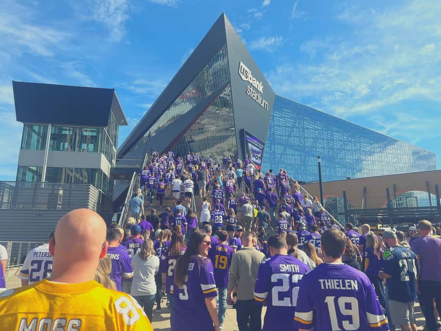 Minnesota Vikings Football Game at US Bank Stadium - US Bank Stadium, from translucent roof to giant glass doors