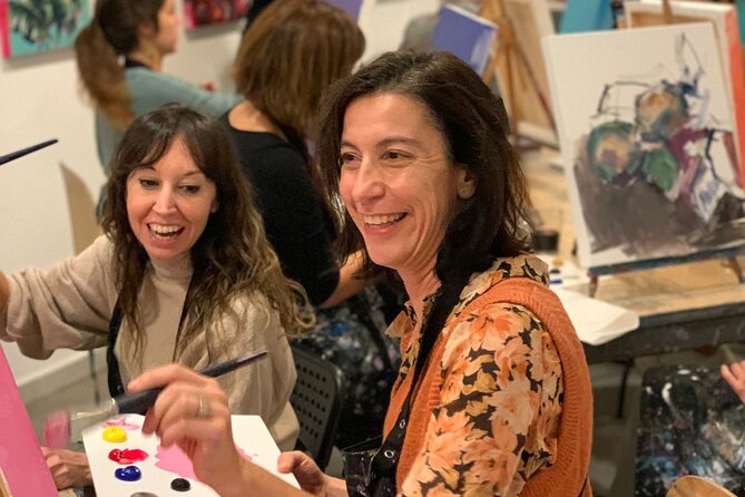 Paint & Wine Workshop in an Art Studio in Barcelona - Why the Real Canvas Matters