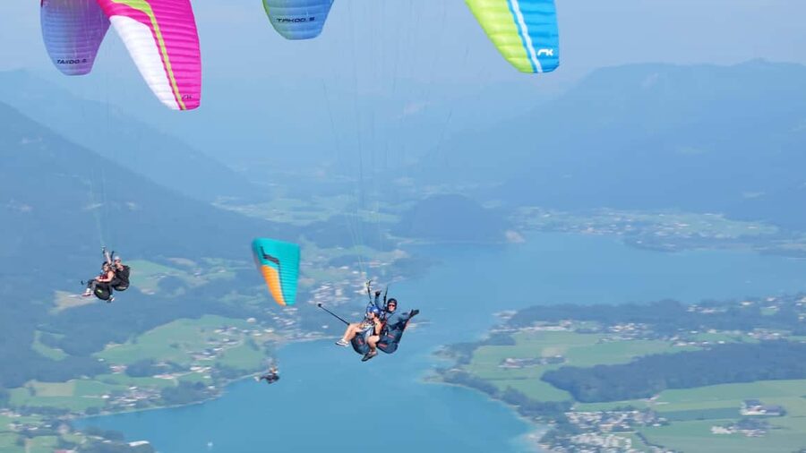 Paragliding Tandem in Salzkammergut / Sound of Music Flight - Taking off from Zwölferhorn above Wolfgangsee